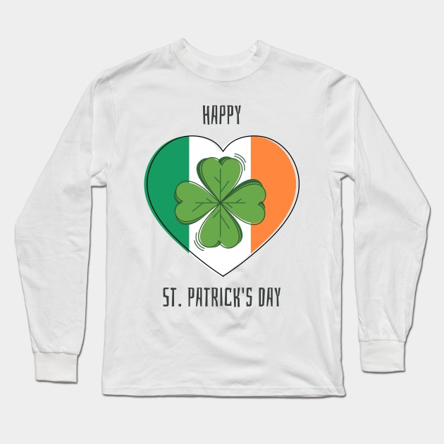 Happy St Patrick's Day- Irish Shamrock Tricolour Flag Long Sleeve T-Shirt by IceTees